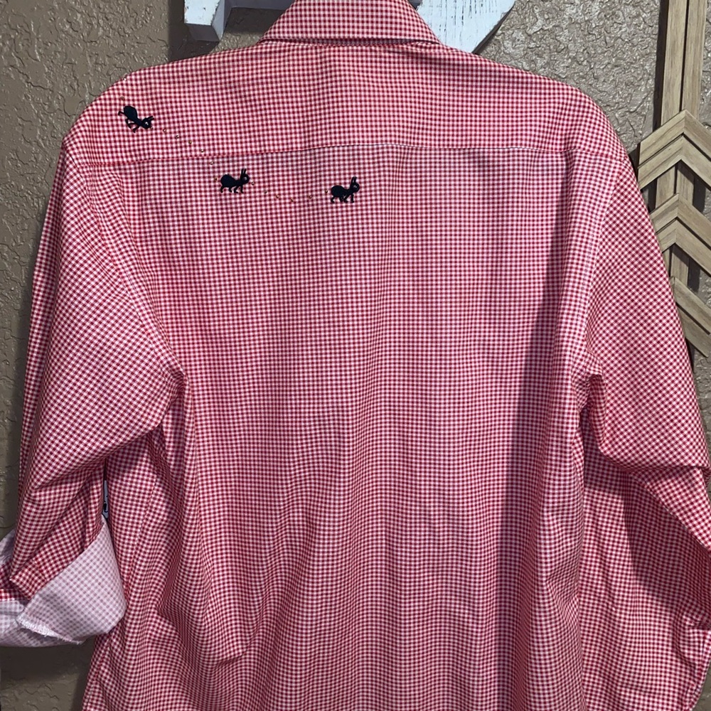 Women’s Hot Dames by Belle Red White Gingham Picnic Theme Top Size Medium EUC